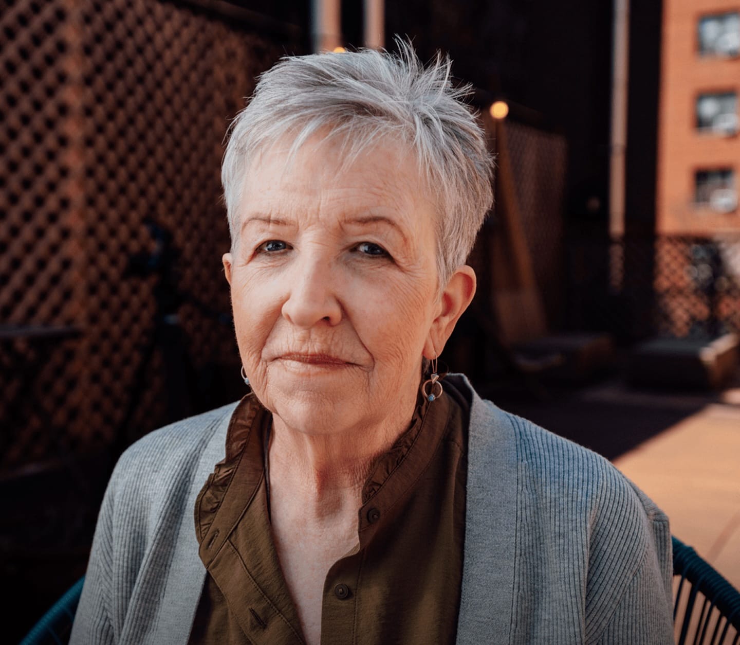 woman with short grey hair