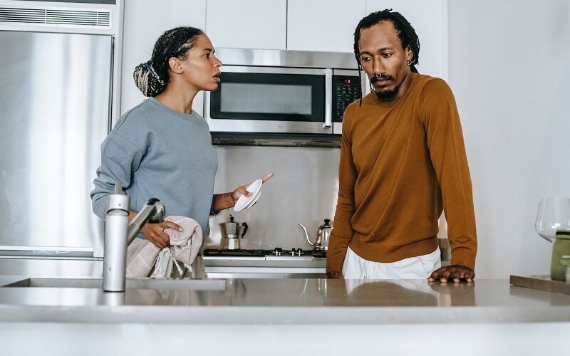Couple arguing in the kitchen