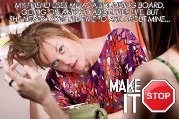 frustrated woman listening to friend