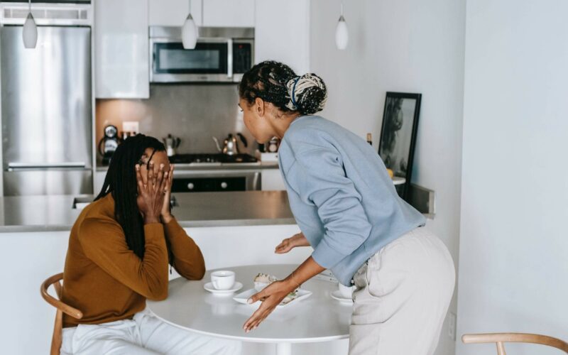 woman yelling at man