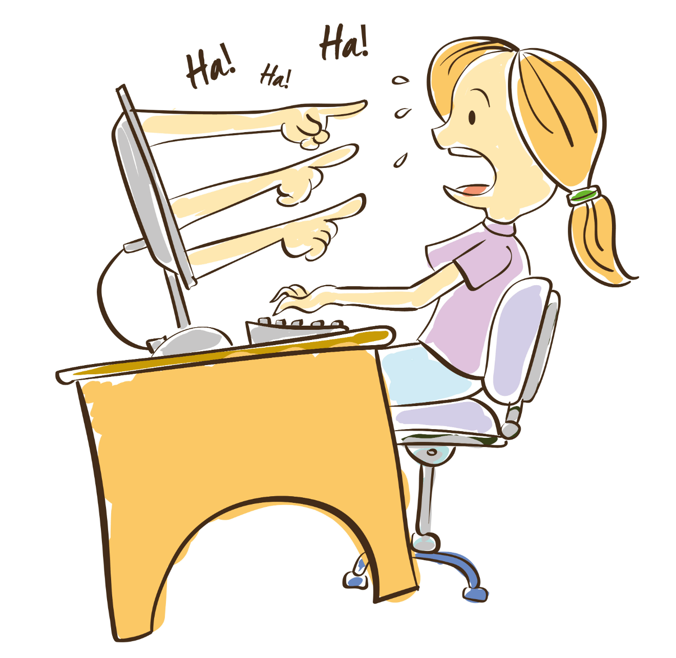 woman cyberbullying cartoon
