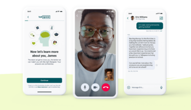 screenshots of talkspace therapy app